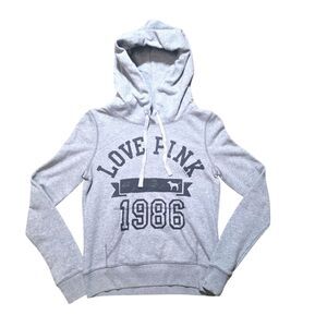 Victoria’s Secret PINK Love Pink 1986 Hoodie Gray XS Womens Pullover Sweatshirt
